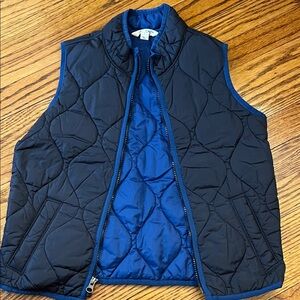 Lands' End Kids' Quilted Vest in navy and lighter Blue
